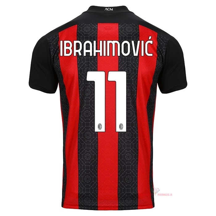 Maillot Om Pas Cher PUMA NO.11 Ibrahimovic Domicile Maillot AC Milan 2020 2021 Rouge