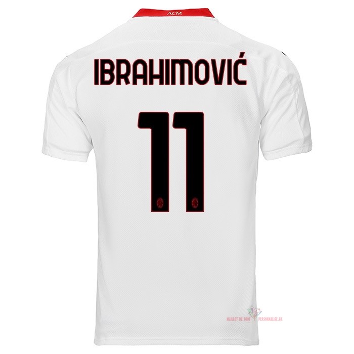Maillot Om Pas Cher PUMA NO.11 Ibrahimovic Exterieur Maillot AC Milan 2020 2021 Blanc