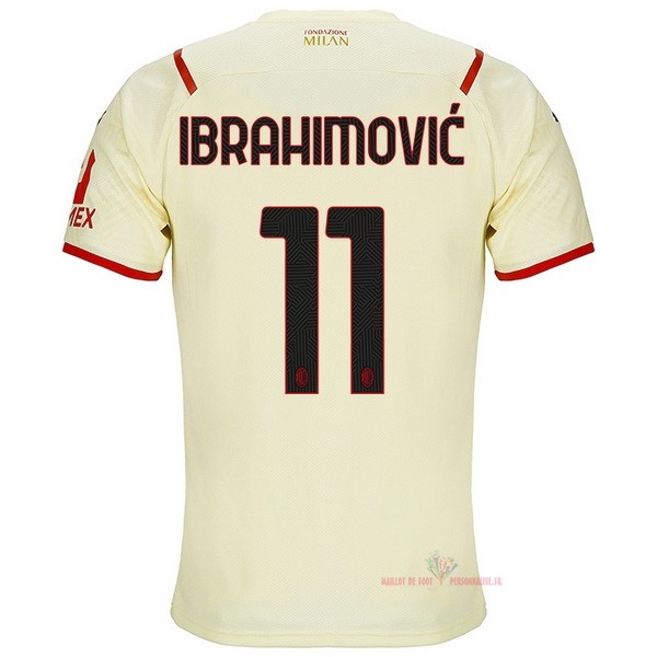 Maillot Om Pas Cher PUMA NO.11 Ibrahimovic Exterieur Maillot AC Milan 2021 2022 Jaune