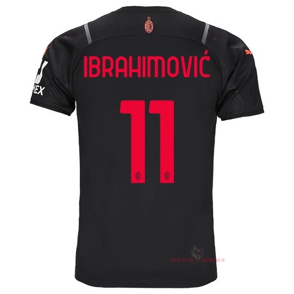 Maillot Om Pas Cher PUMA NO.11 Ibrahimovic Third Maillot AC Milan 2021 2022 Noir