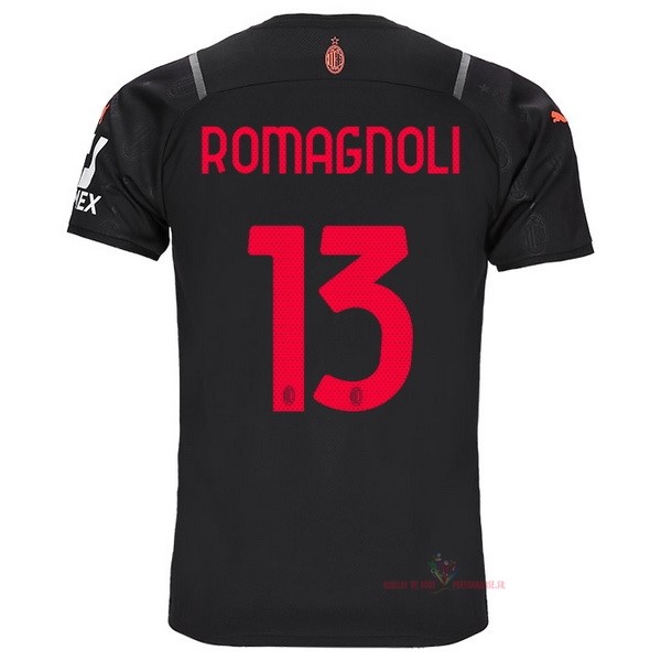 Maillot Om Pas Cher PUMA NO.13 Romagnoli Third Maillot AC Milan 2021 2022 Noir
