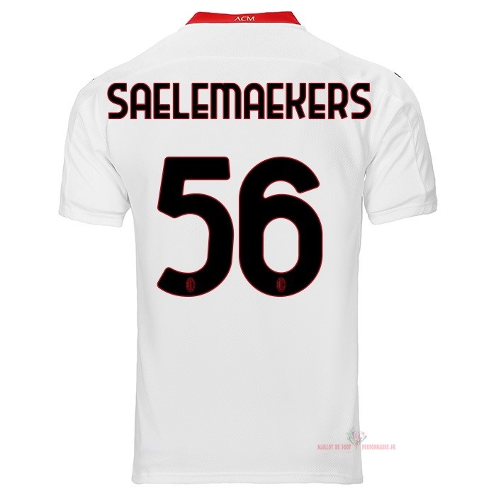 Maillot Om Pas Cher PUMA NO.56 Saelemaekers Exterieur Maillot AC Milan 2020 2021 Blanc