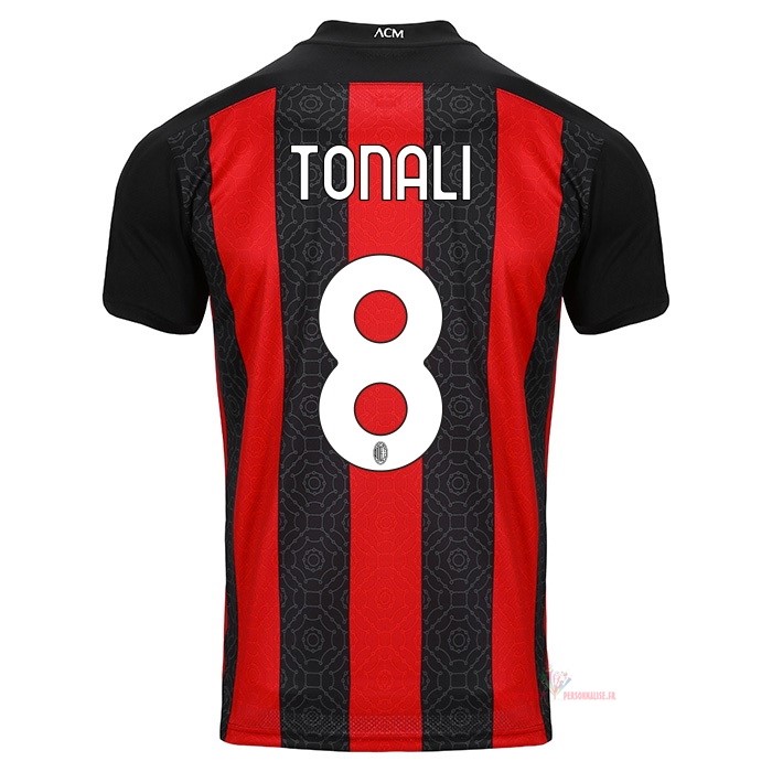 Maillot Om Pas Cher PUMA NO.8 Tonali Domicile Maillot AC Milan 2020 2021 Rouge