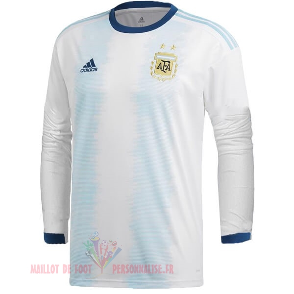 Maillot Om Pas Cher adidas Domicile Manches Longues Argentine 2019 Blanc Bleu