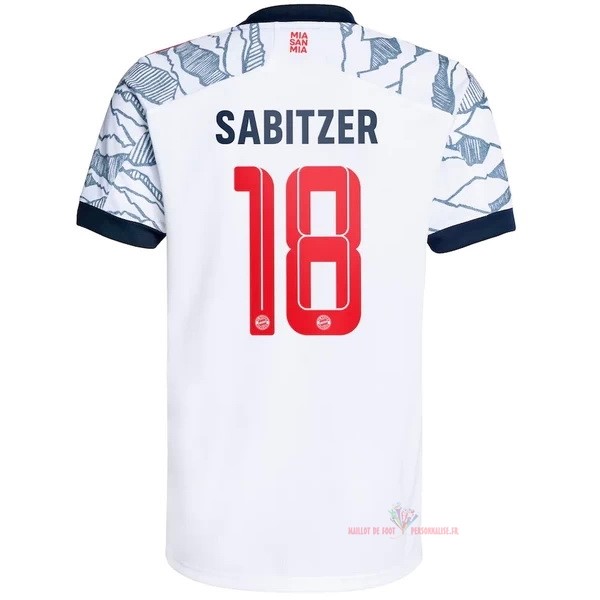 Maillot Om Pas Cher adidas NO.18 Sabitzer Third Maillot Bayern Munich 2021 2022 Blanc
