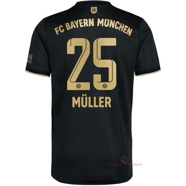 Maillot Om Pas Cher adidas NO.25 Muller Exterieur Maillot Bayern Munich 2021 2022 Noir