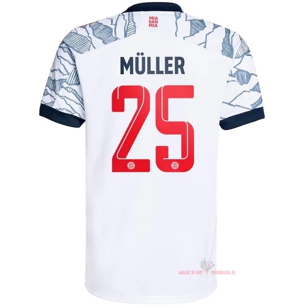 Maillot Om Pas Cher adidas NO.25 Muller Third Maillot Bayern Munich 2021 2022 Blanc