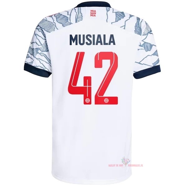 Maillot Om Pas Cher adidas NO.42 Musiala Third Maillot Bayern Munich 2021 2022 Blanc