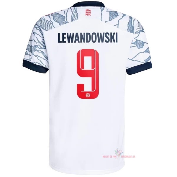 Maillot Om Pas Cher adidas NO.9 Lewandowski Third Maillot Bayern Munich 2021 2022 Blanc