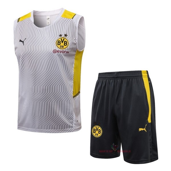 Maillot Om Pas Cher PUMA Entrainement Sin Mangas Ensemble Complet Borussia Dortmund 2021 2022 Blanc