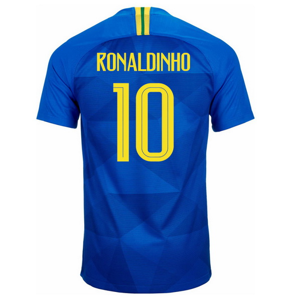 Maillot Om Pas Cher Nike NO.10 Ronaldinho Exterieur Maillots Brésil 2018 Bleu