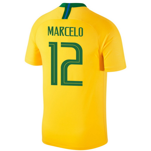 Maillot Om Pas Cher Nike NO.12 Marcelo Domicile Maillots Brésil 2018 Jaune