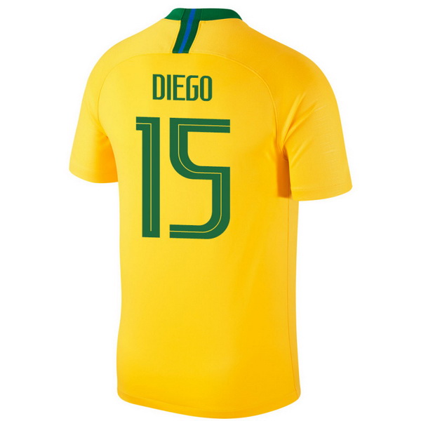 Maillot Om Pas Cher Nike NO.15 Diego Domicile Maillots Brésil 2018 Jaune