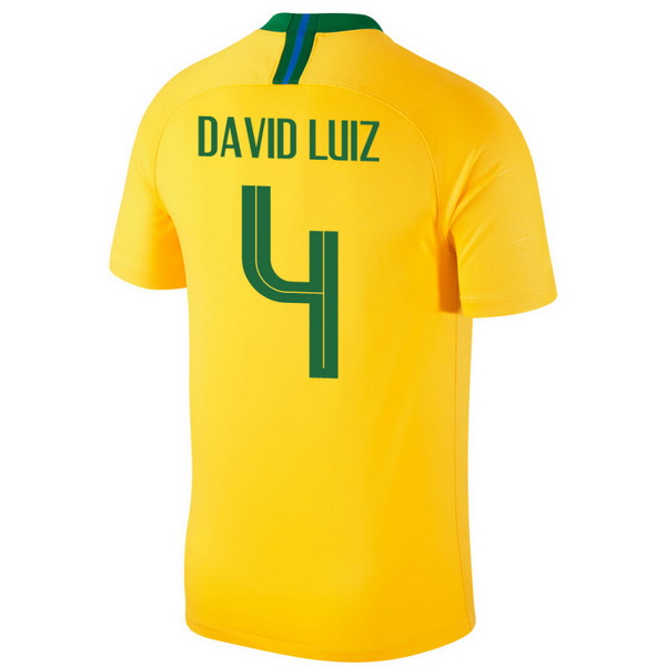Maillot Om Pas Cher Nike NO.4 David Luiz Domicile Maillots Brésil 2018 Jaune