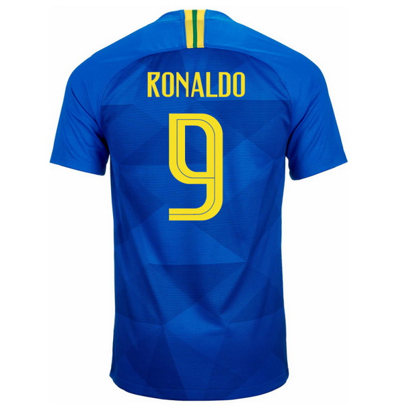 Maillot Om Pas Cher Nike NO.9 Ronaldo Exterieur Maillots Brésil 2018 Bleu