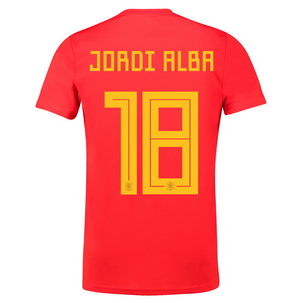 Maillot Om Pas Cher adidas NO.18 Jordi Alba Domicile Maillots Espagne 2018 Rouge