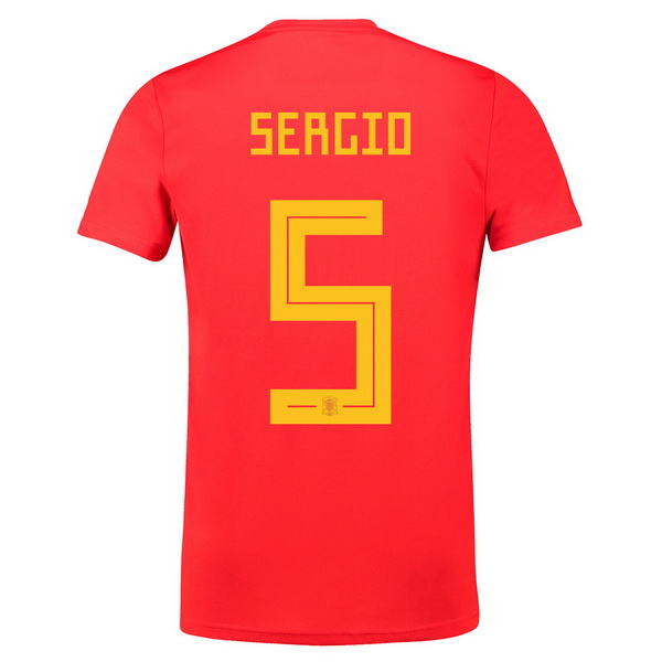 Maillot Om Pas Cher adidas NO.5 Sergio Domicile Maillots Espagne 2018 Rouge
