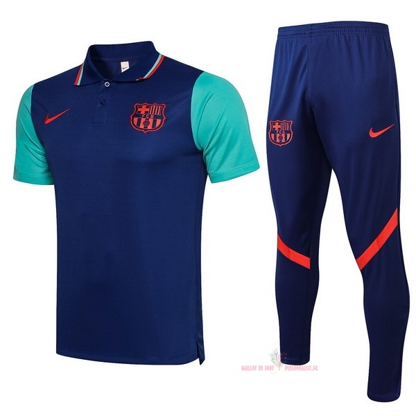 Maillot Om Pas Cher Nike Ensemble Complet Polo Barcelona 2021 2022 Bleu Vert