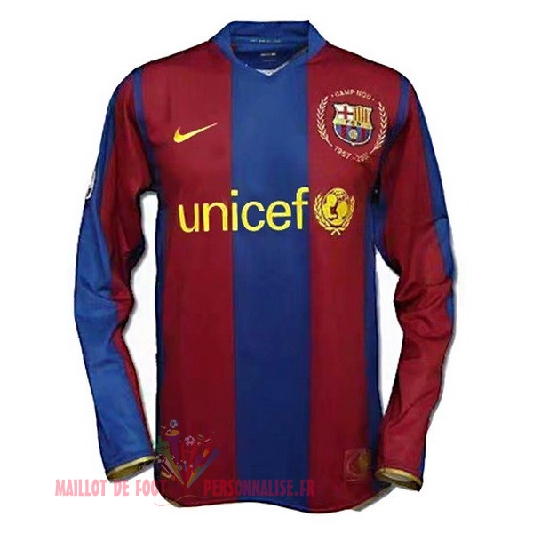 Maillot Om Pas Cher Nike Domicile Manches Longues Barcelona Rétro 2007-2008 Bleu Rouge