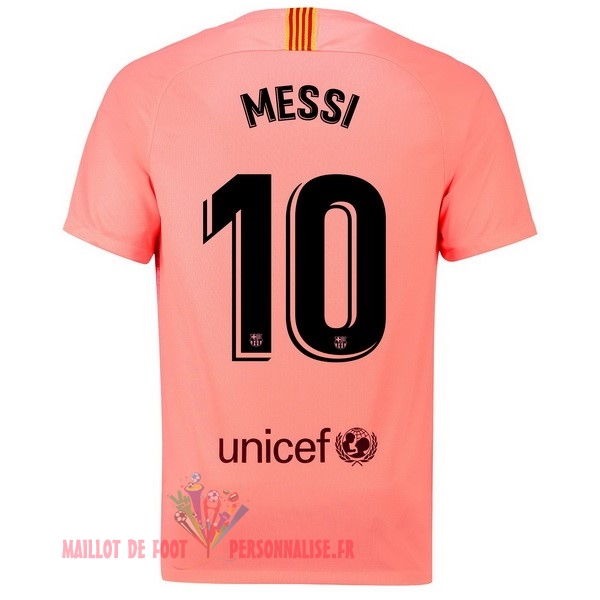 Maillot Om Pas Cher Nike NO.10 Messi Third Maillots Barcelona 18-19 Rouge