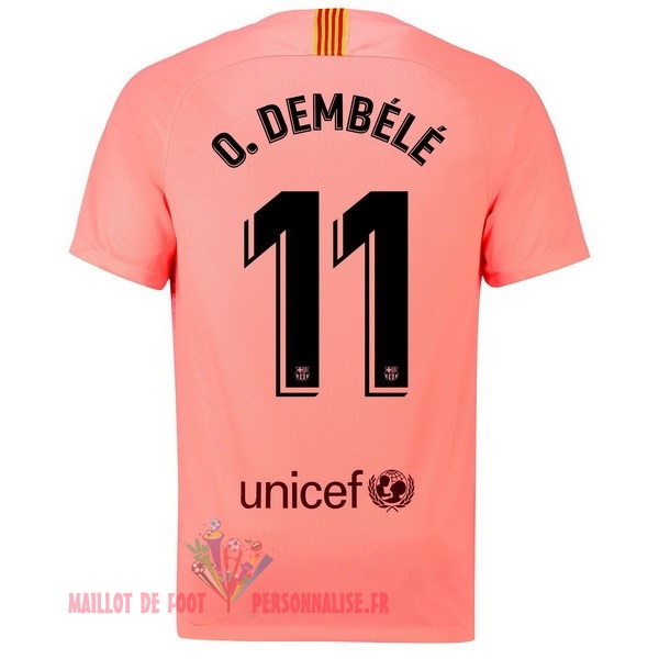 Maillot Om Pas Cher Nike NO.11 O.Dembele Third Maillots Barcelona 18-19 Rouge