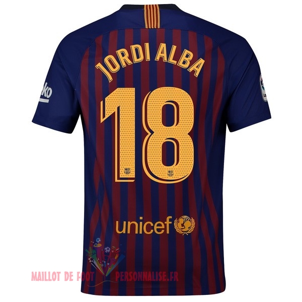 Maillot Om Pas Cher Nike NO.18 Jordi Alba Domicile Maillots Barcelona 18-19 Bleu Rouge