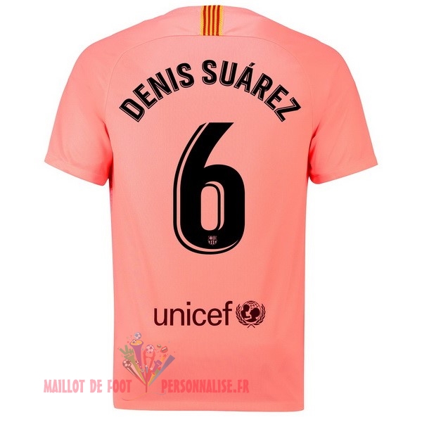 Maillot Om Pas Cher Nike NO.6 Denis Suarez Third Maillots Barcelona 18-19 Rouge