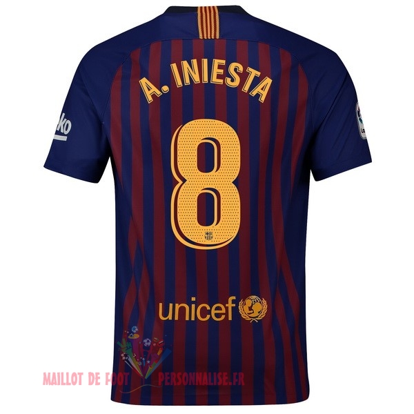Maillot Om Pas Cher Nike NO.8 A.Iniesta Domicile Maillots Barcelona 18-19 Bleu Rouge