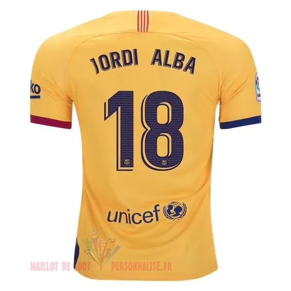 Maillot Om Pas Cher Nike NO.18 Jordi Alba Exterieur Maillot Barcelona 2019 2020 Jaune