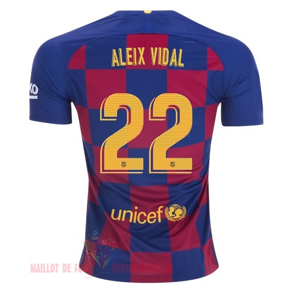 Maillot Om Pas Cher Nike NO.22 Aleix Vidal Domicile Maillot Barcelona 2019 2020 Bleu Rouge