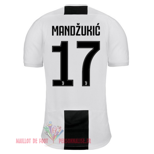 Maillot Om Pas Cher adidas NO.17 Mandzukic Domicile Maillots Juventus 18-19 Blanc Noir