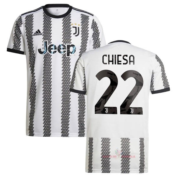 Maillot Om Pas Cher adidas NO.22 Chiesa Domicile Maillot Juventus 2022 2023 Blanc Noir