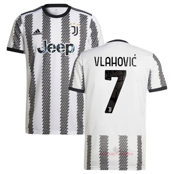 Maillot Om Pas Cher adidas NO.7 Vlahović Domicile Maillot Juventus 2022 2023 Blanc Noir
