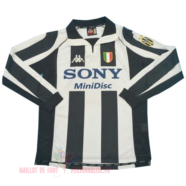 Maillot Om Pas Cher Kappa Domicile Manches Longues Juventus Rétro 1997 1998 Noir Blanc