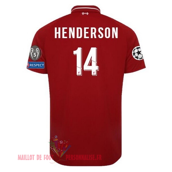 Maillot Om Pas Cher New Balance NO.14 Henderson Domicile Maillots Liverpool 18-19 Rouge