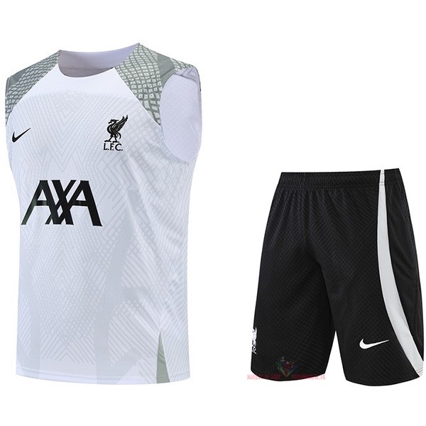 Maillot Om Pas Cher Nike Entrainement Sin Mangas Ensemble Complet Liverpool 2022 2023 Blanc Gris Noir