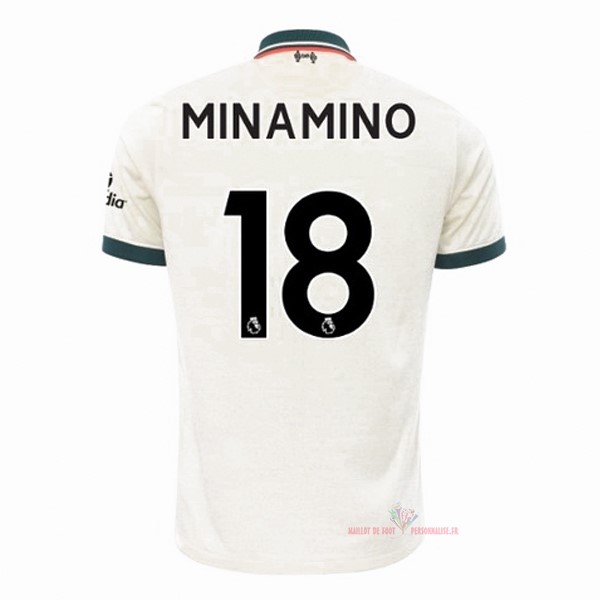 Maillot Om Pas Cher Nike NO.18 Minamino Exterieur Maillot Liverpool 2021 2022 Blanc