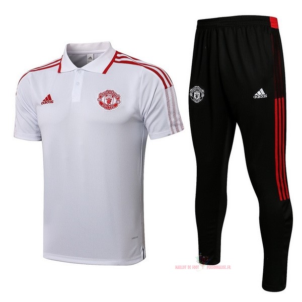 Maillot Om Pas Cher adidas Ensemble Complet Polo Manchester United 2021 2022 Blanc I Noir
