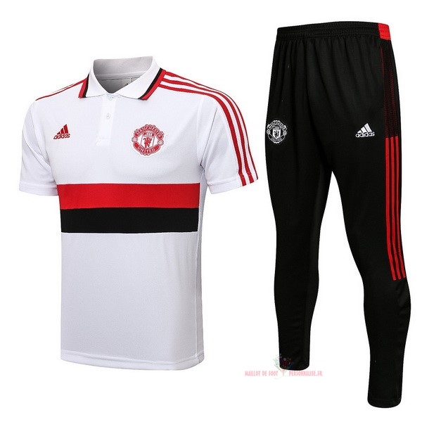 Maillot Om Pas Cher adidas Ensemble Complet Polo Manchester United 2021 2022 Blanc Noir Rouge