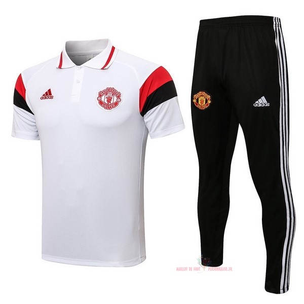 Maillot Om Pas Cher adidas Ensemble Complet Polo Manchester United 2021 2022 Blanc Rouge Noir