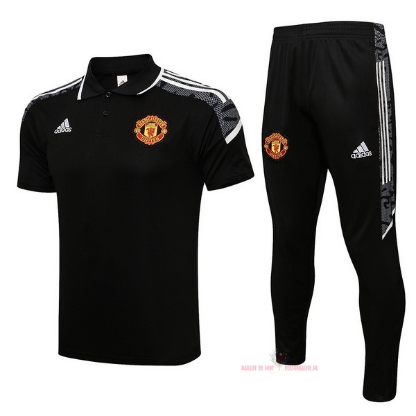 Maillot Om Pas Cher adidas Ensemble Complet Polo Manchester United 2021 2022 Noir Blanc