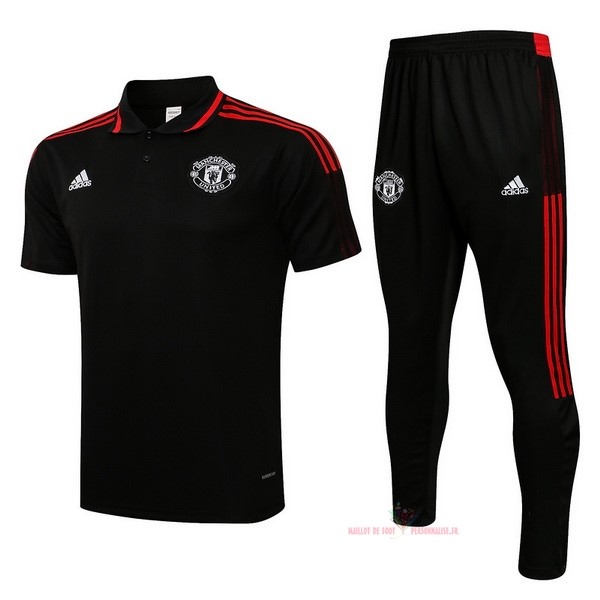 Maillot Om Pas Cher adidas Ensemble Complet Polo Manchester United 2021 2022 Noir Rouge