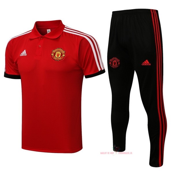 Maillot Om Pas Cher adidas Ensemble Complet Polo Manchester United 2021 2022 Rouge II Noir