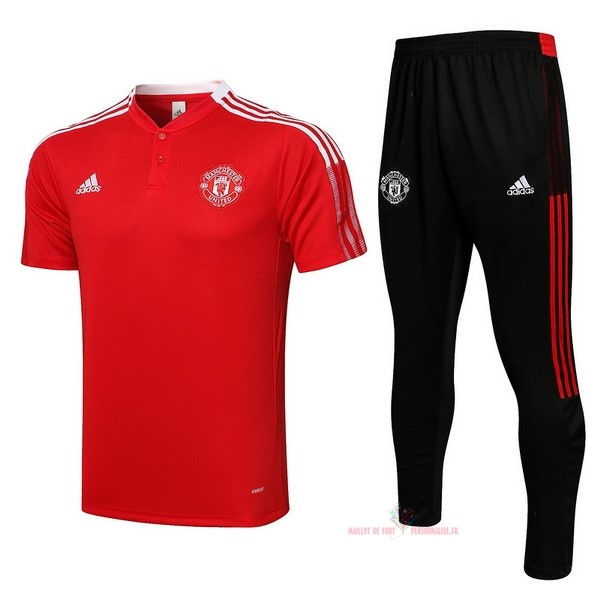 Maillot Om Pas Cher adidas Ensemble Complet Polo Manchester United 2021 2022 Rouge Noir