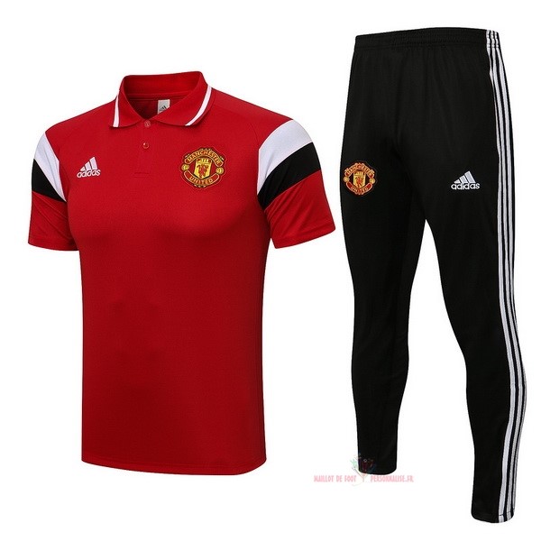 Maillot Om Pas Cher adidas Ensemble Complet Polo Manchester United 2021 2022 Rouge Noir Blanc