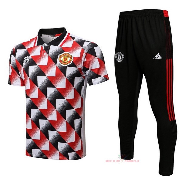 Maillot Om Pas Cher adidas Ensemble Complet Polo Manchester United 2022 2023 Rouge Blanc Noir