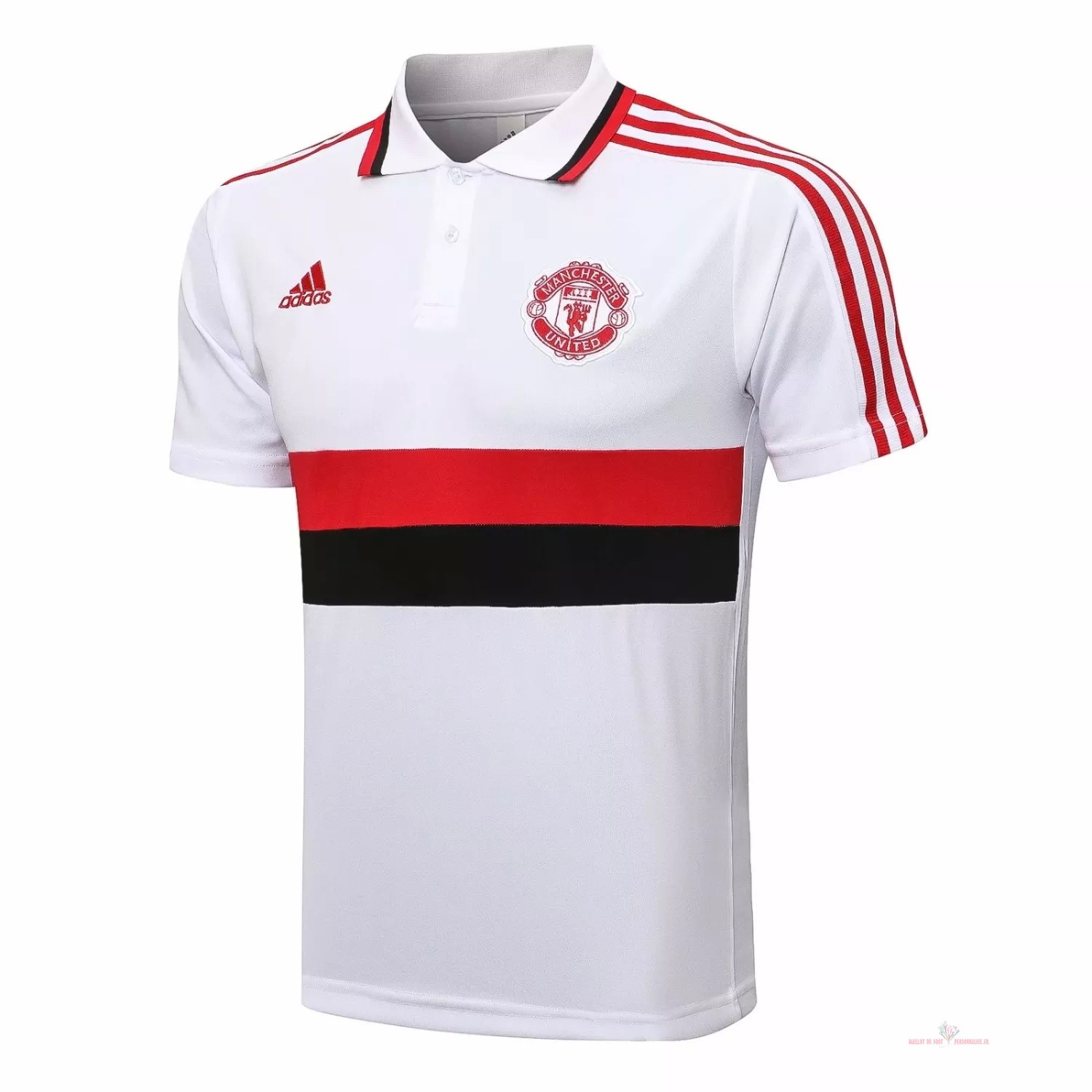 Maillot Om Pas Cher adidas Polo Manchester United 2021 2022 Blanc Noir Rouge