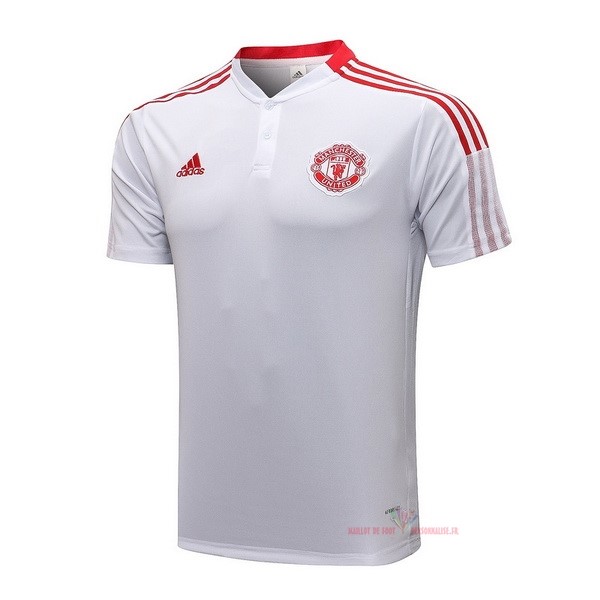 Maillot Om Pas Cher adidas Polo Manchester United 2021 2022 Blanc Rouge