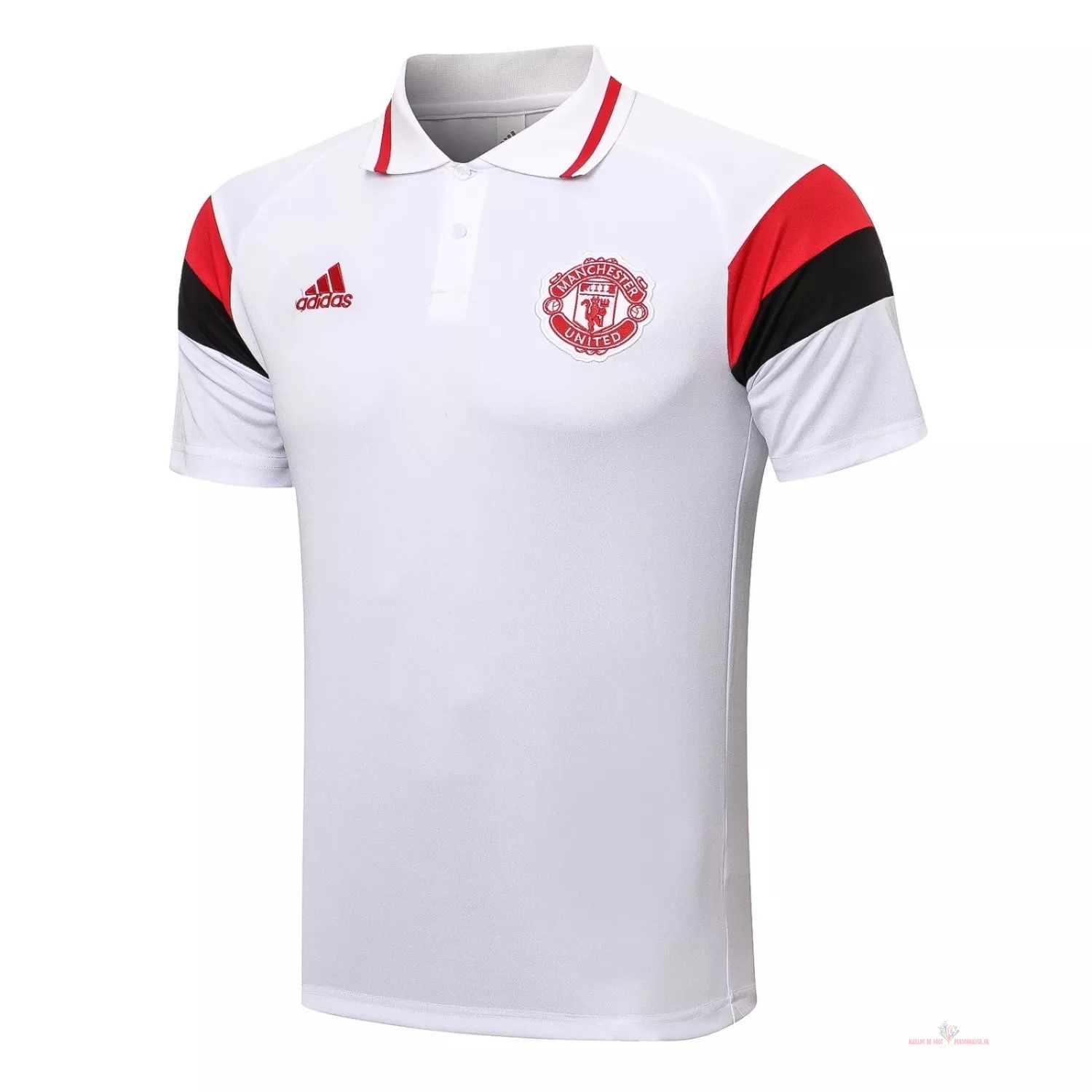 Maillot Om Pas Cher adidas Polo Manchester United 2021 2022 Blanc Rouge Noir
