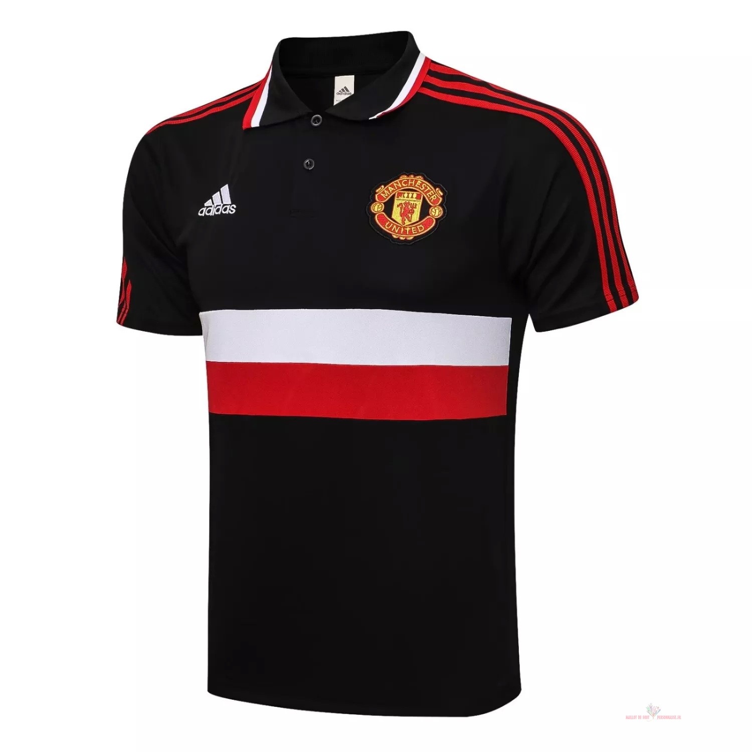Maillot Om Pas Cher adidas Polo Manchester United 2021 2022 Noir Blanc Rouge